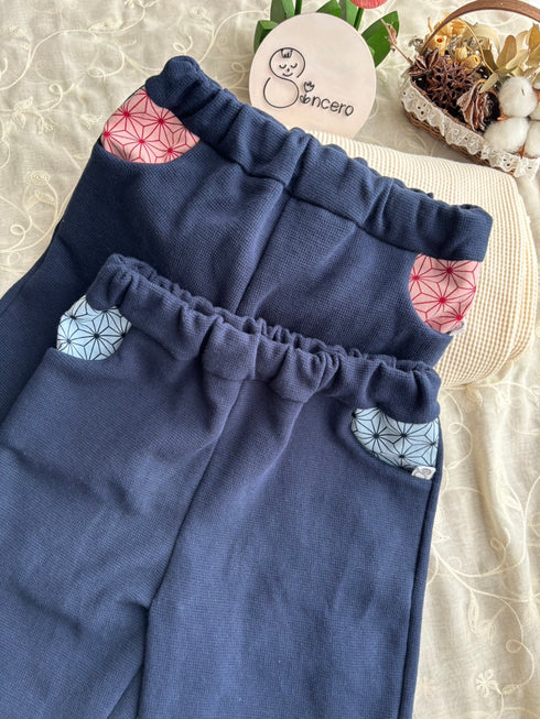 和柄ポケットのネイビーパンツsize100