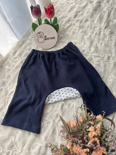 おしりが可愛いモンキーパンツ Size80クロップド丈 麻の葉模様