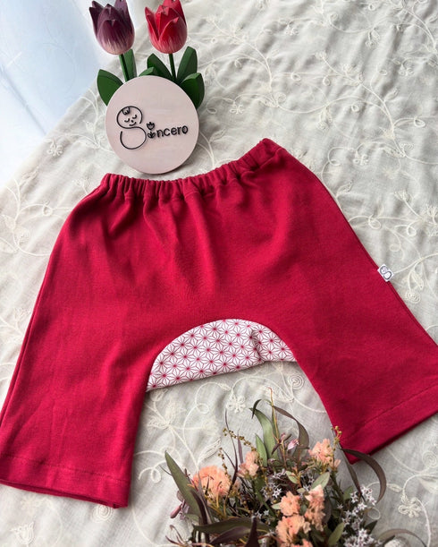 おしりが可愛いモンキーパンツ Size80クロップド丈 麻の葉模様