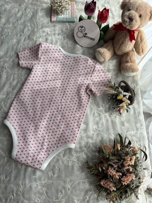 お着替え楽ちんロンパース 半袖 size80 麻の葉模様