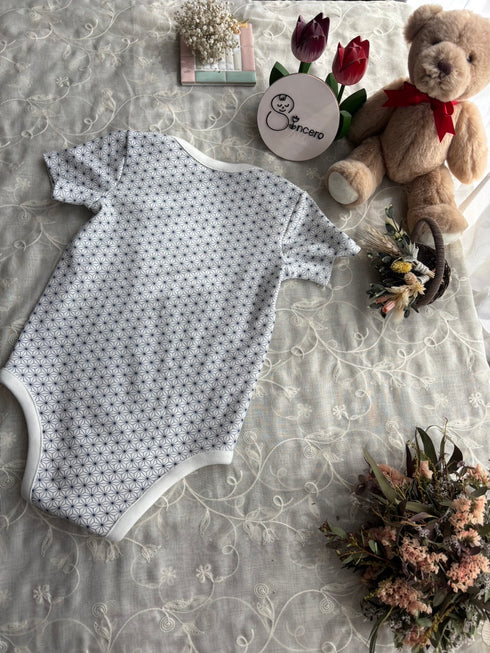 お着替え楽ちんロンパース 半袖 size80 麻の葉模様