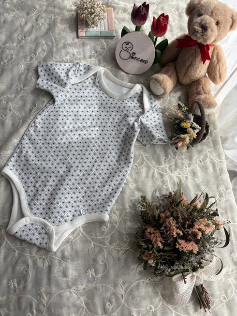 お着替え楽ちんロンパース 半袖 size80 麻の葉模様