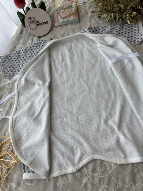 スムースニット size70 短肌着&コンビ肌着 麻の葉模様 藍色