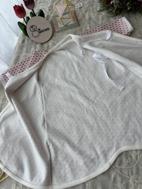 スムースニット size70 短肌着&コンビ肌着 麻の葉模様 茜色