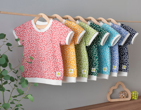 Kids 和ニットTシャツ 唐草模様(全7色)S・M(+¥100)・L(+¥200)