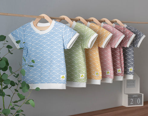 Kids和ニットTシャツ 青海波模様(全6色)S・M(+¥100)・L(+¥200)