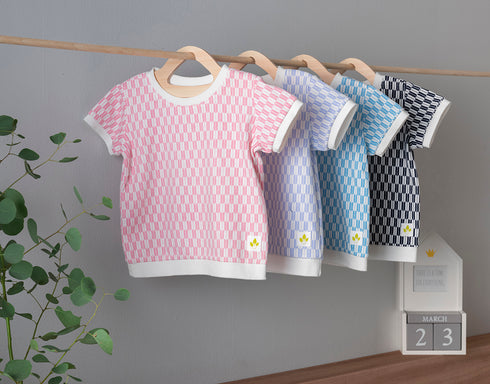 Kids 和ニットTシャツ 矢絣模様(全4色)S・M(+¥100)・L(+¥200)