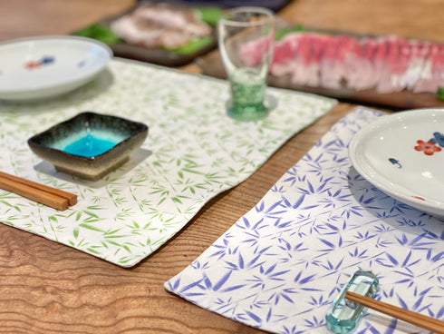 和柄リネン笹の葉模様(全2色)