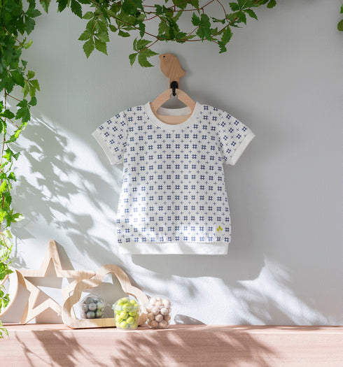 Kids 和ニットTシャツ 井桁模様(全3色)S・M(+¥100)・L(+¥200)