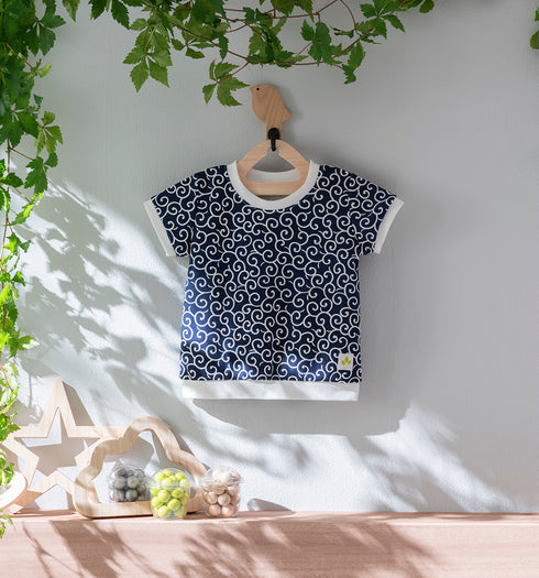 Kids 和ニットTシャツ 唐草模様(全7色)S・M(+¥100)・L(+¥200)