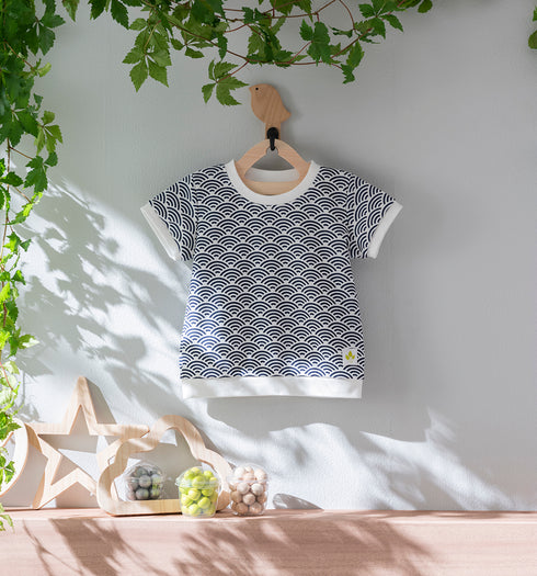 Kids和ニットTシャツ 青海波模様(全6色)S・M(+¥100)・L(+¥200)