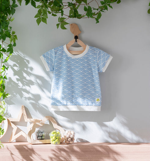 Kids和ニットTシャツ 青海波模様(全6色)S・M(+¥100)・L(+¥200)
